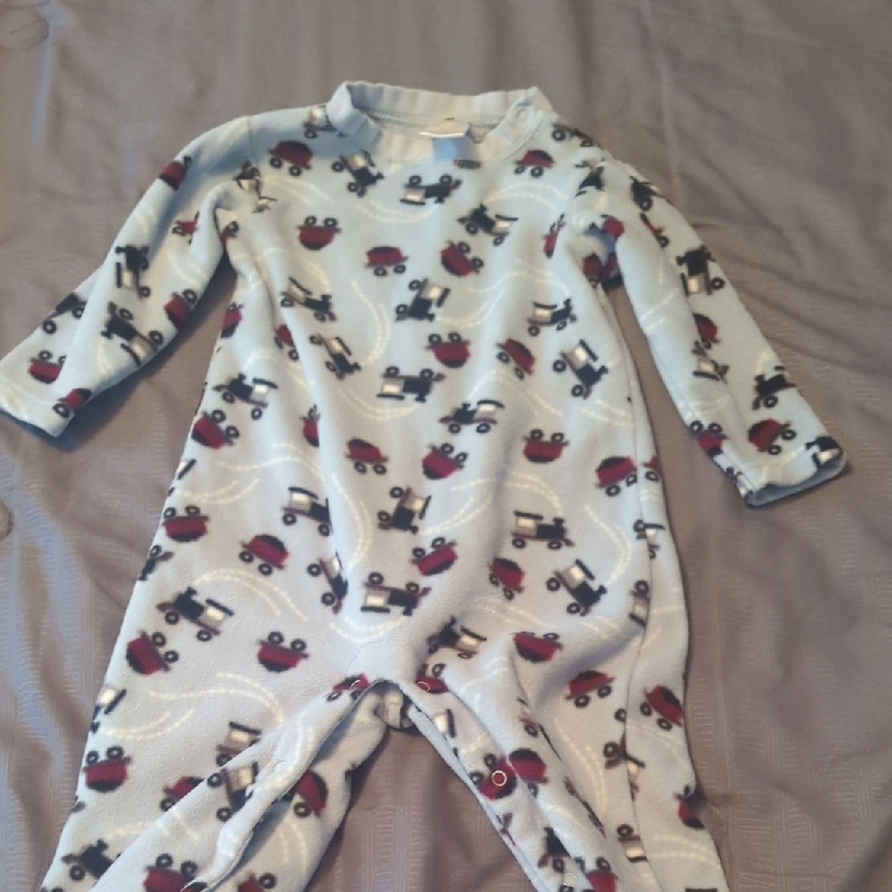 Gymboree Blue and Red Car Print Footie